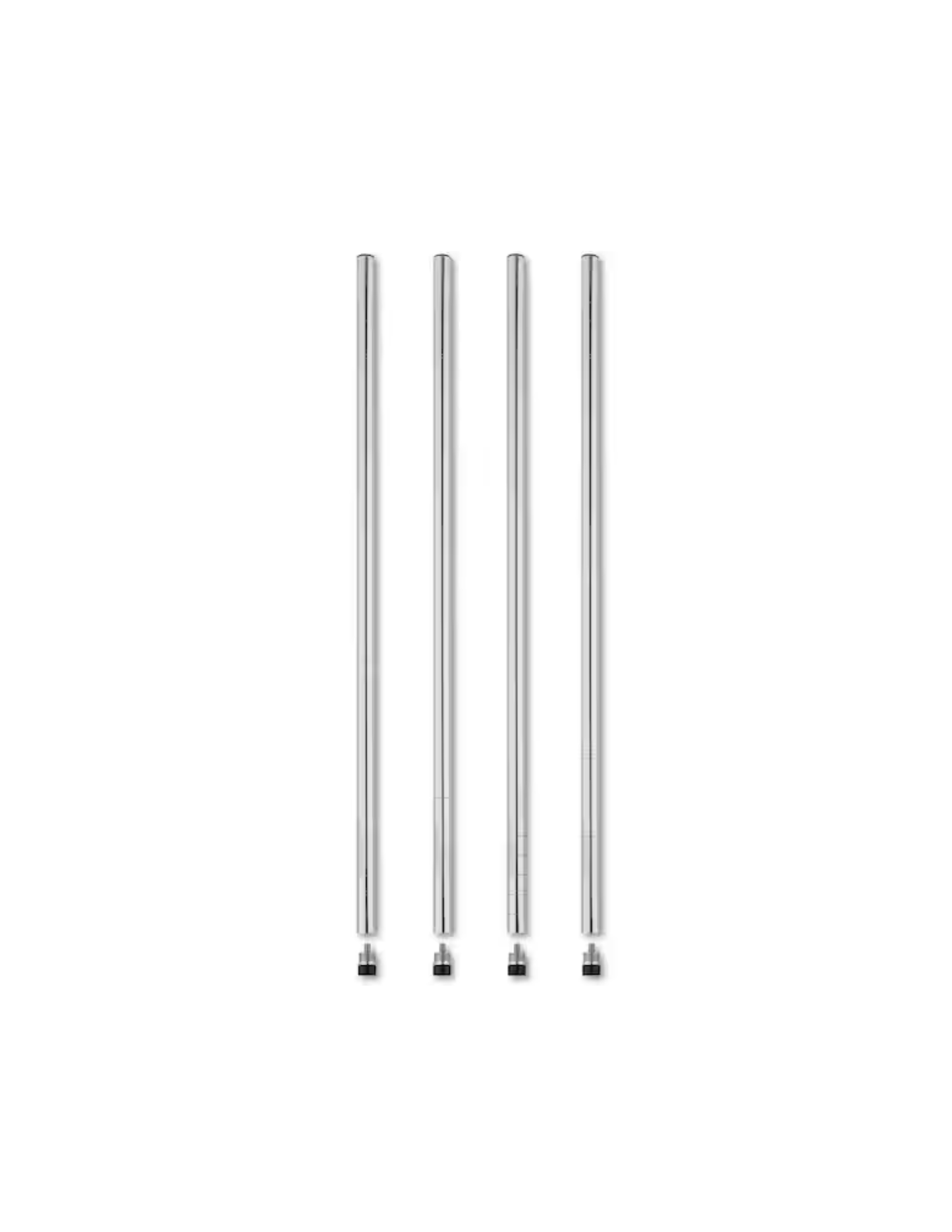 [BOTTOM POLES] Set of 4 Heavy-Duty 36-Inch Chrome Wire Shelving Bottom Poles with Threaded Inserts and Adjustable Feet Levelers for Commercial Shelving