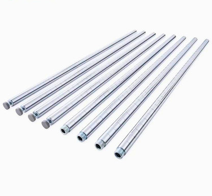 Set of 4 Heavy-Duty 72-Inch Chrome Wire Shelving Top Poles with Pole Connectors and End Caps for Commercial Shelving