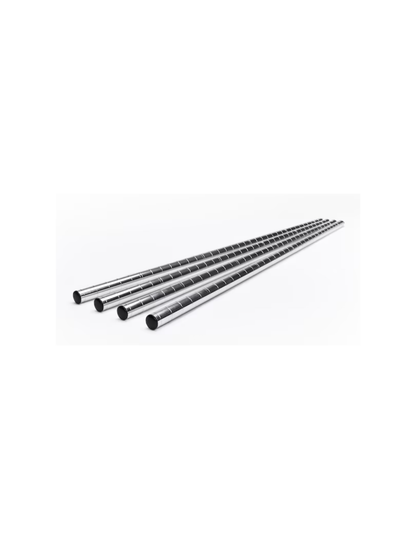 [TOP POLES] Set of 4 Heavy-Duty 36-Inch Chrome Wire Shelving Top Poles with Pole Connectors and End Caps for Commercial Shelving