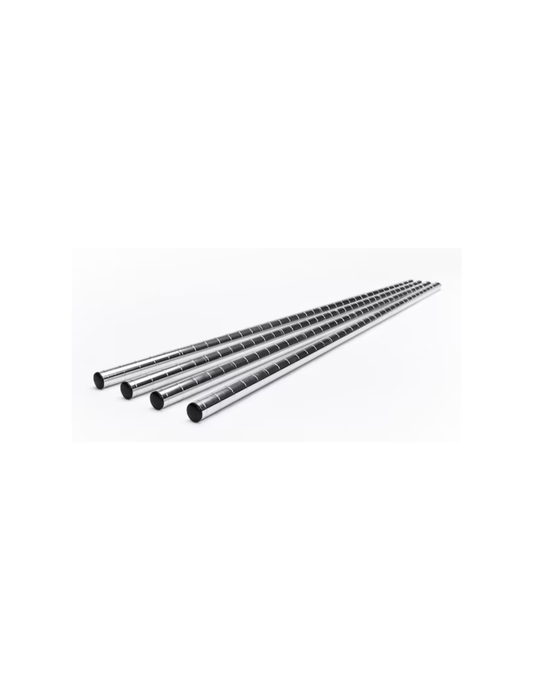 [TOP POLES] Set of 4 Heavy-Duty 36-Inch Chrome Wire Shelving Top Poles with Pole Connectors and End Caps for Commercial Shelving