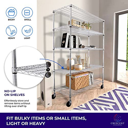 5-Tier 48x24x72 Crescent Housewares Rack, NSF Certified, Chrome